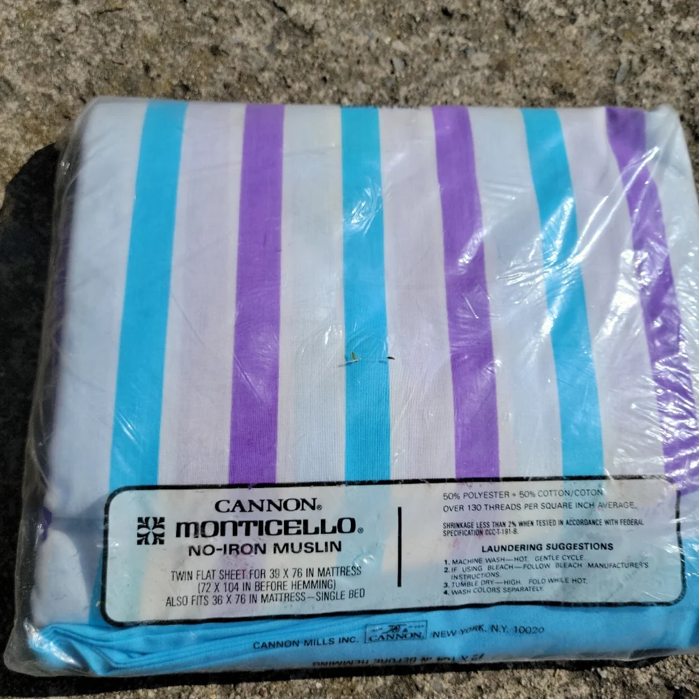 Vintage cannon monticello twin flat stripped sheet
